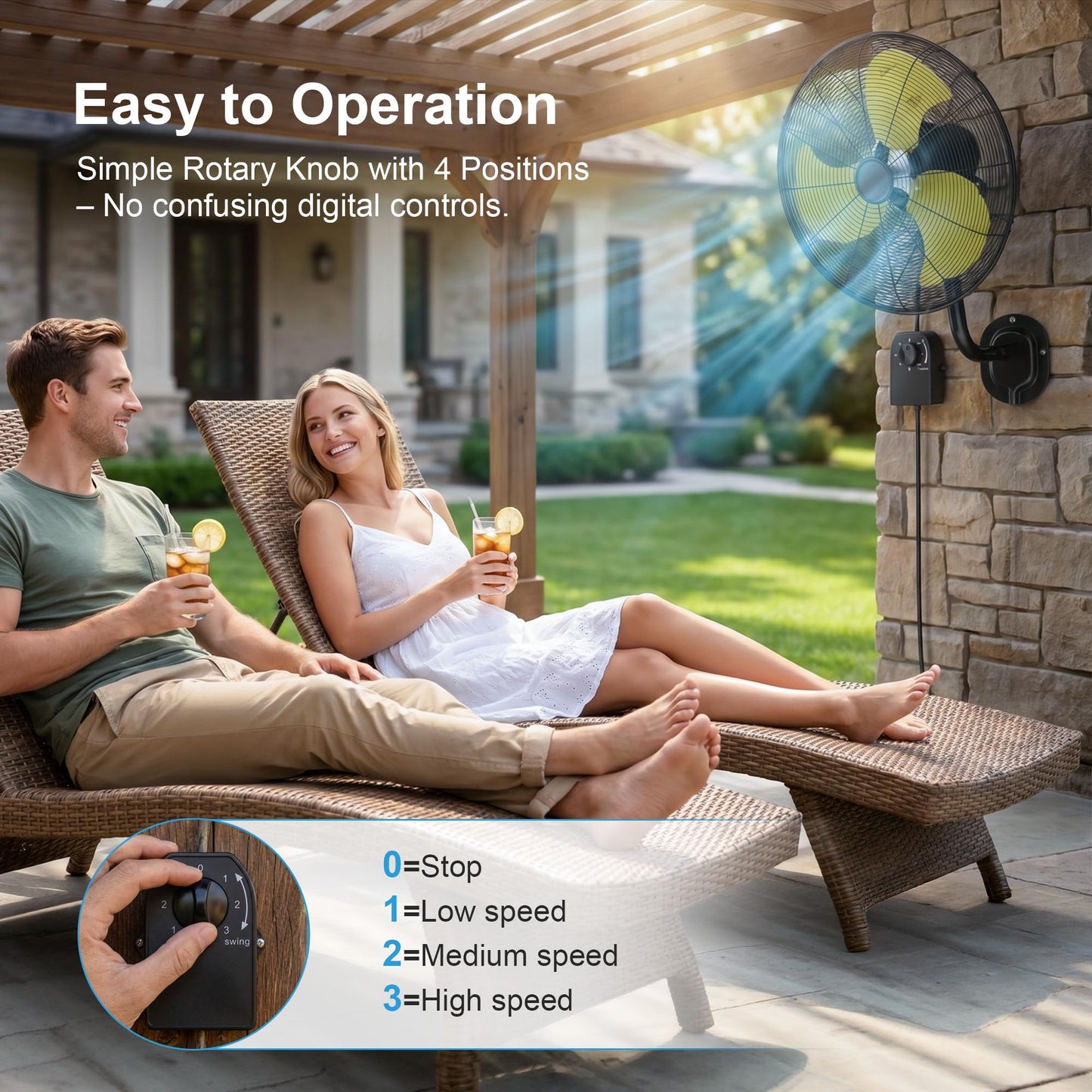 20" Heavy Duty Wall Mount Fan, 3 Speeds, 7200 CFM High Velocity Industrial Fan, Indoor Oscillating Wall Fan, Metal Outdoor Fan for Commercial Use, Shop,Gym,Patio,Garage, Warehouse