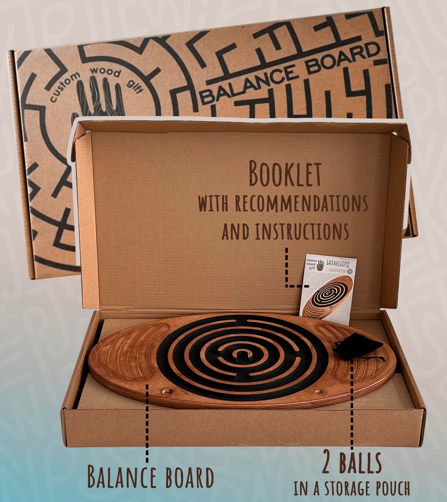 Wooden Balance Board with Labyrinth - Fun Fitness Tool for Kids and Adults, Physical Therapy, Exercise Training