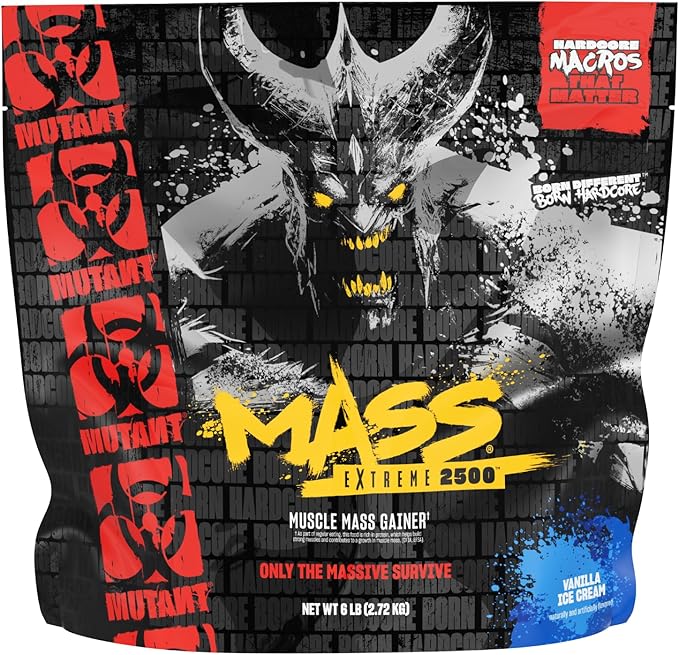 Mutant Mass Extreme Gainer ??Whey Protein Powder ??Build Muscle Size and Strength ??High Density Clean Calories (Vanilla Ice Cream, 6 lbs)