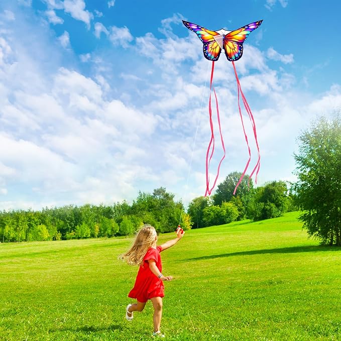 Xida Butterfly Kite for Kids & Adults, Easy to Fly, Ages 4-8, Large Kite with 300ft Handle, Perfect for Beach Trips