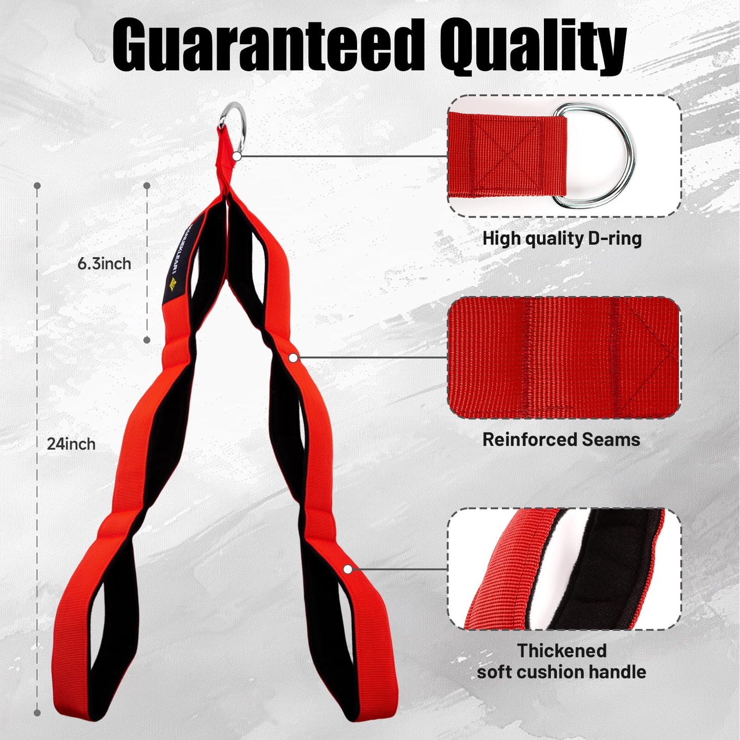 MANUEKLEAR Tricep Rope Cable Attachment Handles, Greater Range of Motion, Tricep Pull Down Rope for Push Downs, Crunches, Facepulls for Professional Gym (Red)
