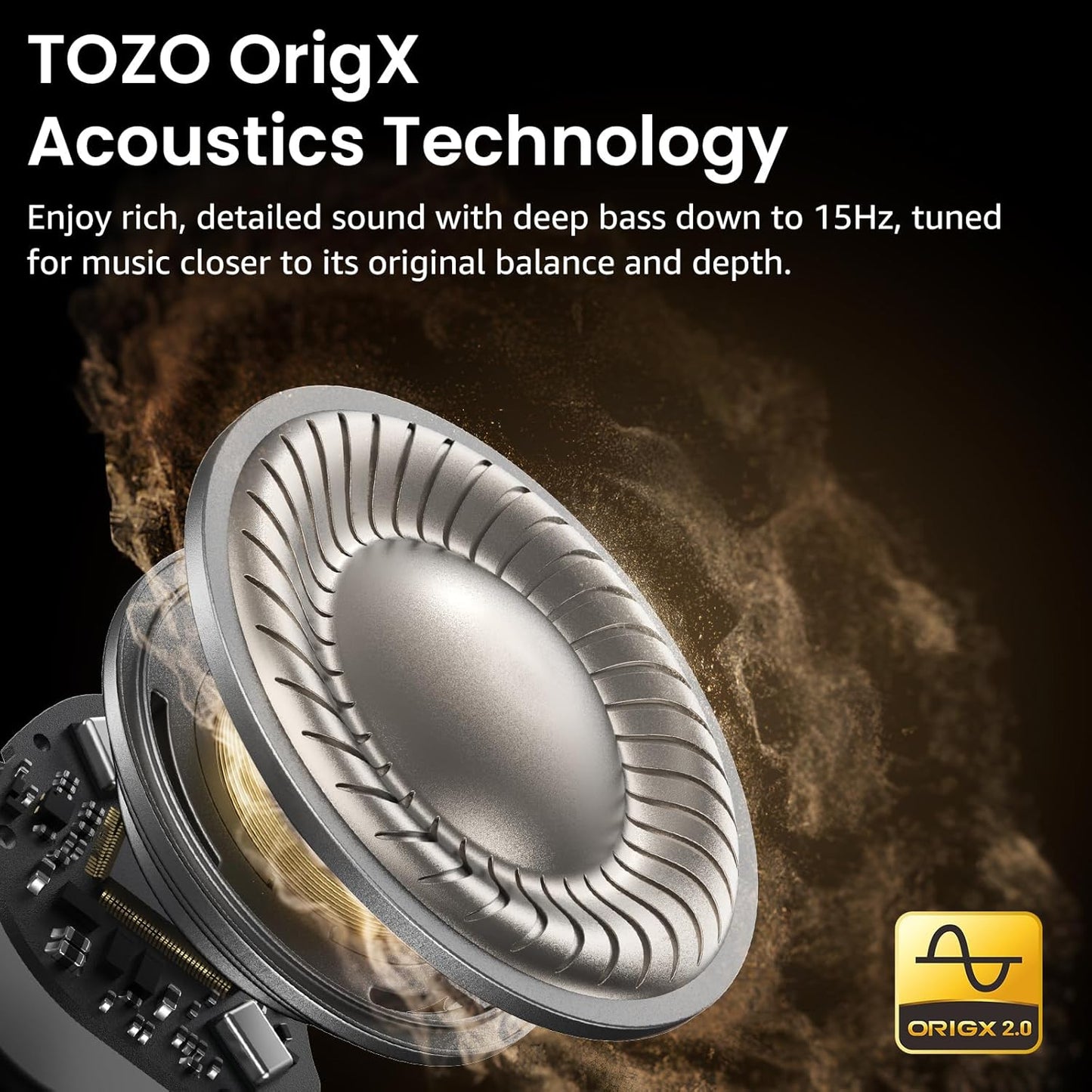 TOZO NC9 6 IPX8 5.3 60H 32 Hybrid Active Noise Cancelling Wireless Earbuds, Mics ENC Clear Call, Waterproof, in Ear