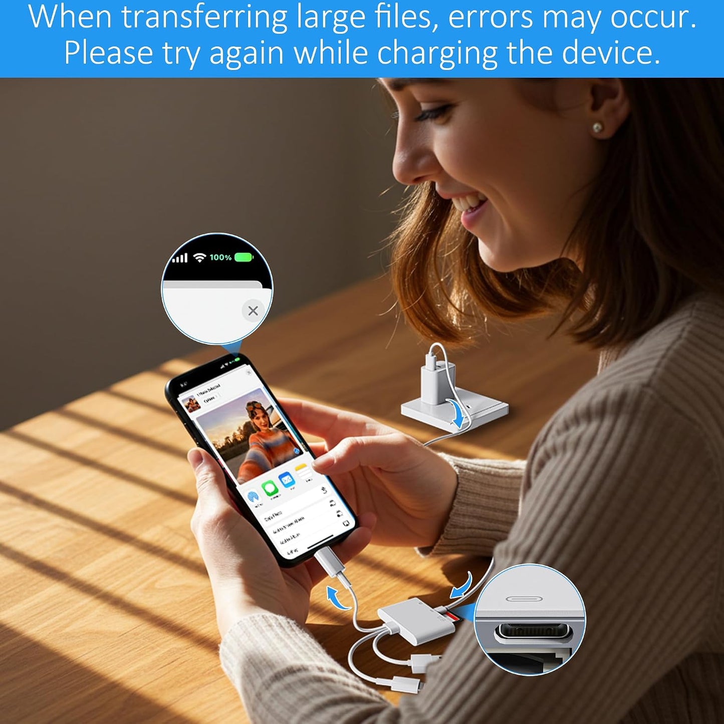 Suejezt 4 1 in SD Card Reader for iPhone/iPad/Mac, USB-C/Lightning/USB-A Memory Card Reader, Photo Transfer from