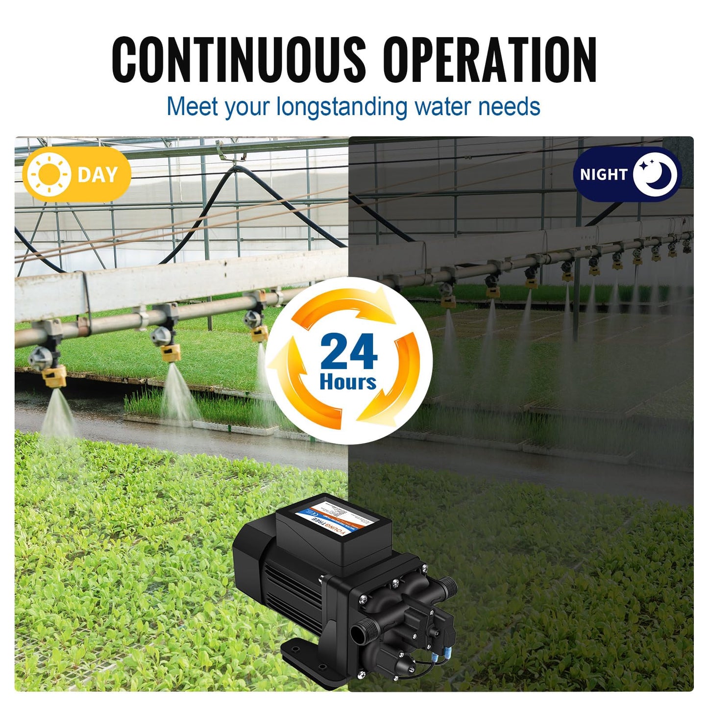 YOUNGTREE Brushless 110V Water Pressure Transfer Pump Continuous Duty 6.0GPM 55PSI On Demand Fresh Water Diaphragm Pump 110 Volt AC for Irrigation Garden Home Pool Car Washing Rain Barrel Industry