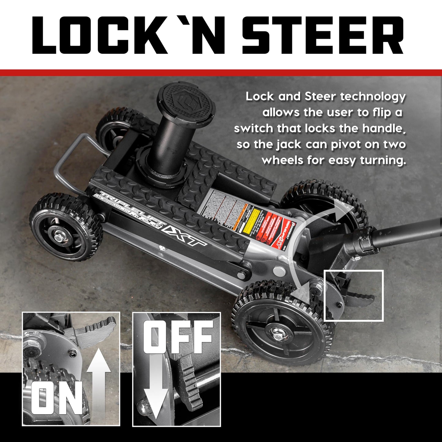 Powerbuilt Big Wheel Triple Lift Garage Jack, 3000 Pound Off Road Lift, Truck, Car, Motorcycle 1.5 Ton Capacity, 620613ECE