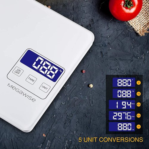 MegaWise Precision Food Scale - 33lb Waterproof Digital Kitchen Scale | 1g Graduation for Cooking & Baking