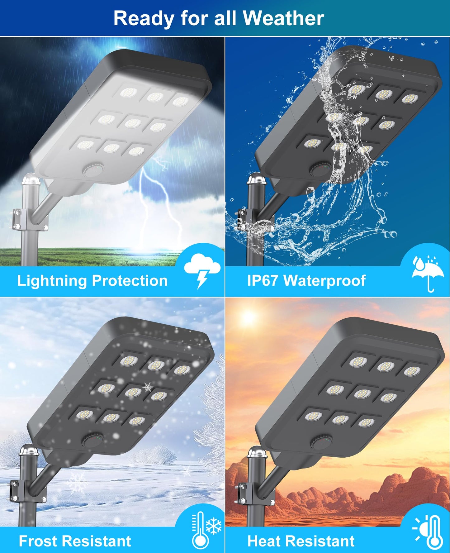 JAYNLT X-10000W Solar Street Lights Outdoor, Ultra-Large 3000K/4000K/6500K Commercial Parking Lot Lights Dusk to Dawn,IP67 Waterproof Solar Power Flood Security Light for Farm,Shop