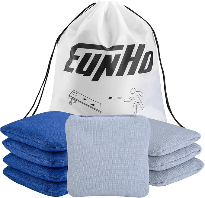 EunHo Cornhole Bags Set of 8 Regulation Size & Weight Corn Hole Bean Bags Official Professional All Weather for Tossing Game with Carry Case
