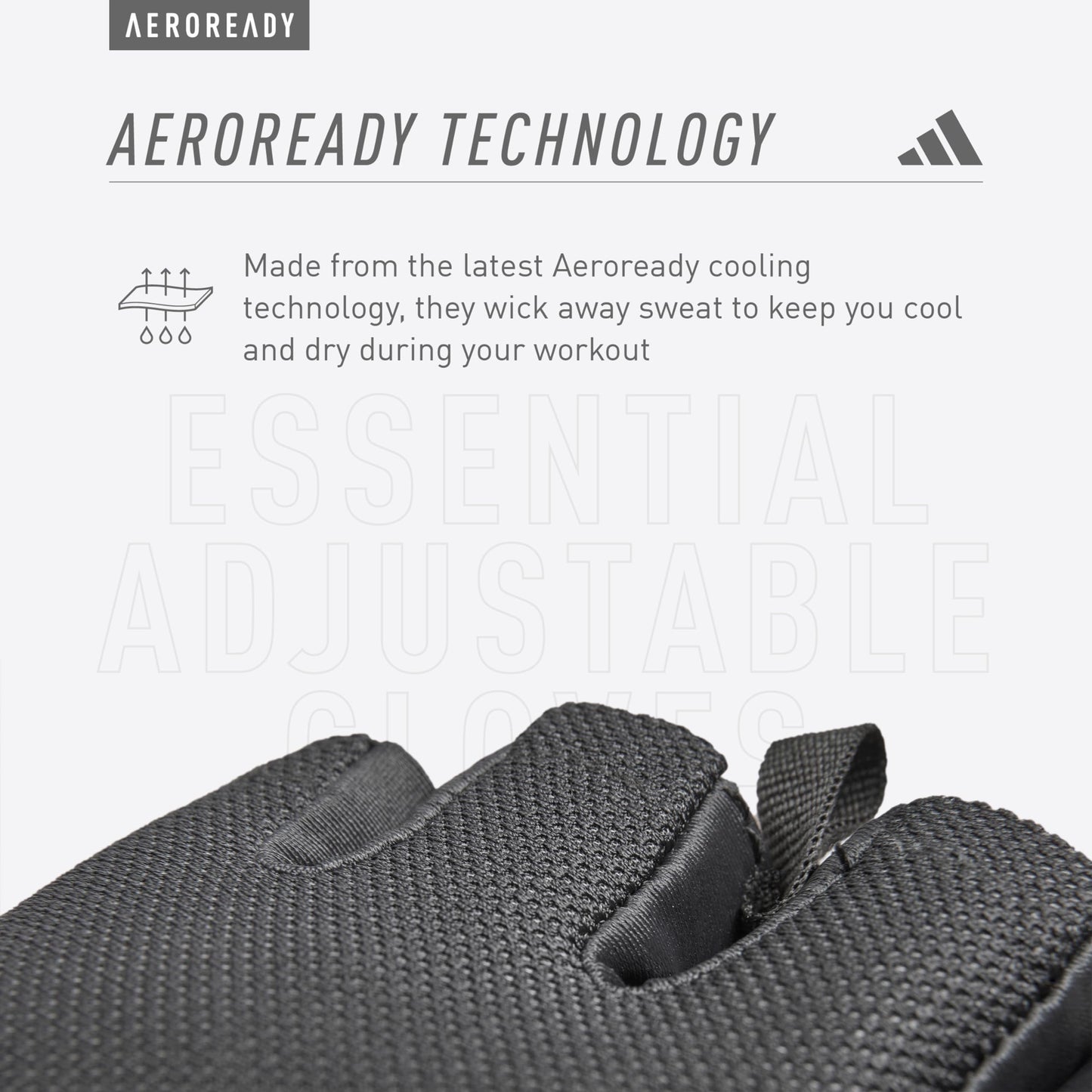 adidas Essential Adjustable Fingerless Gloves for Men and Women - Padded Weight Lifting Gloves - Adjustable Wrist Straps for Tailored, Secure Fit - White, Small