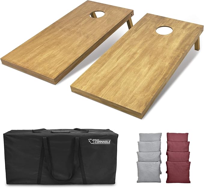 GoSports 4 ft x 2 ft Regulation Size Wooden Cornhole Boards Set - Includes Carrying Case - Full Regulation Size Bean Bag Toss Boards