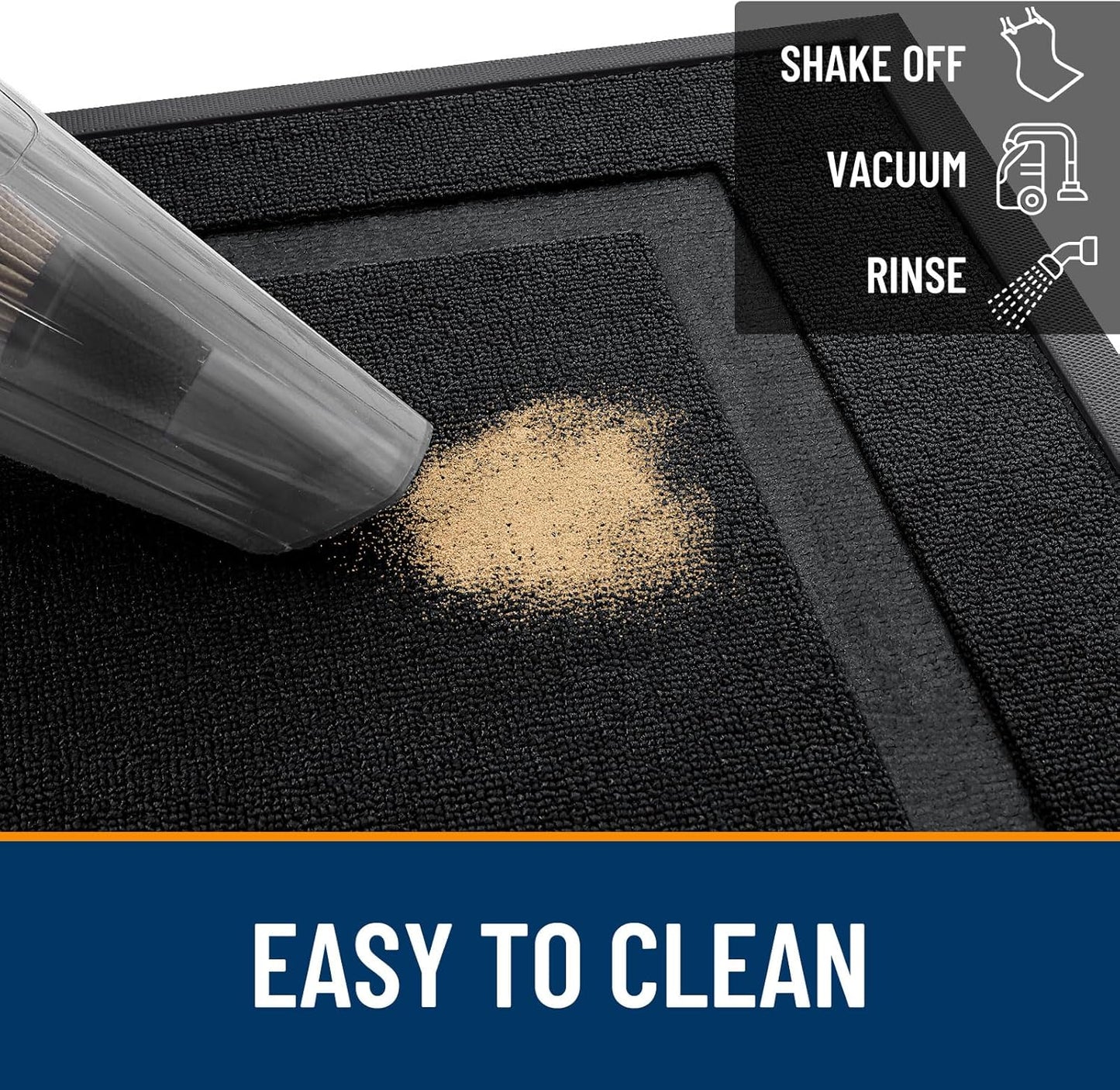 OLANLY Waterproof Front Door Mat - All-Season Indoor/Outdoor Doormat, Easy Clean, 47x23, Jet Black