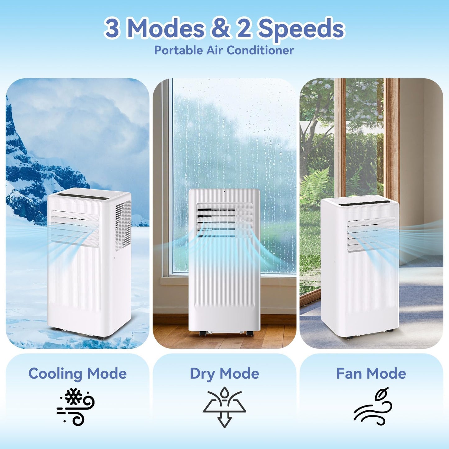 GarveeLife Portable Air Conditioner,10,000 BTU for Rooms up to 450 Sq.Ft., 4-IN-1 Smart Compact AC Unit with Cooling, 24 Hour Timer, Dehumidifier, Fan, Remote Control and Window Kit, White