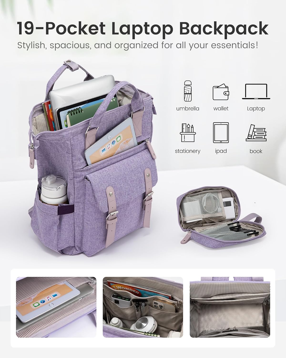 Backpack 15.6 Inch Backpacks Daypack, 15.6 inch LOVEVOOK Laptop for Women, Teacher Nurse Bag Work Travel Computer