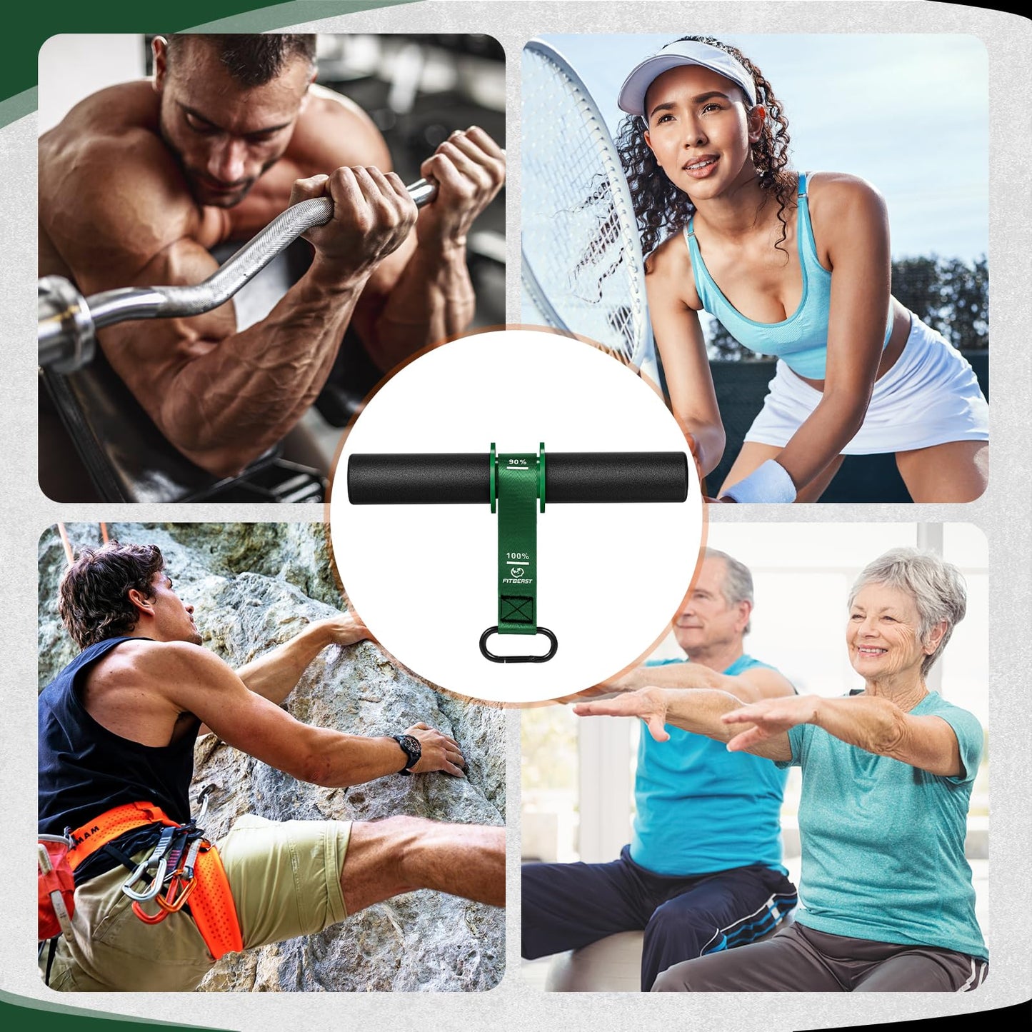 FitBeast Forearm Strengthener, Wrist Roller with Thickened Anti-Slip Grip Handles, Forearm Strength Trainer with Adjustable Strap - Ideal for Forearm Exerciser, Grip Strength, Muscle Building (Green)
