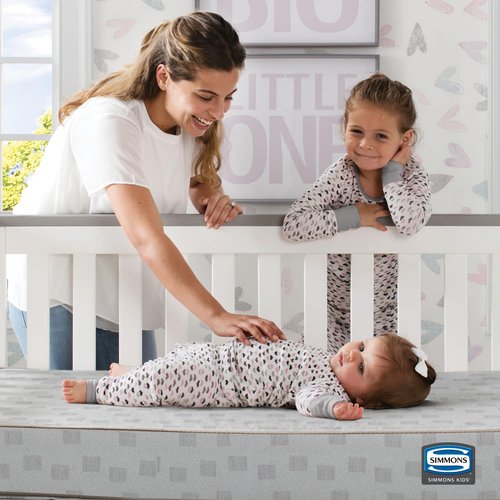 Beautyrest Silver Slumbertime 2-Stage Crib and Toddler Mattress - GREENGUARD Gold Certified - CertiPUR-US - Moisture Wicking - Made in USA