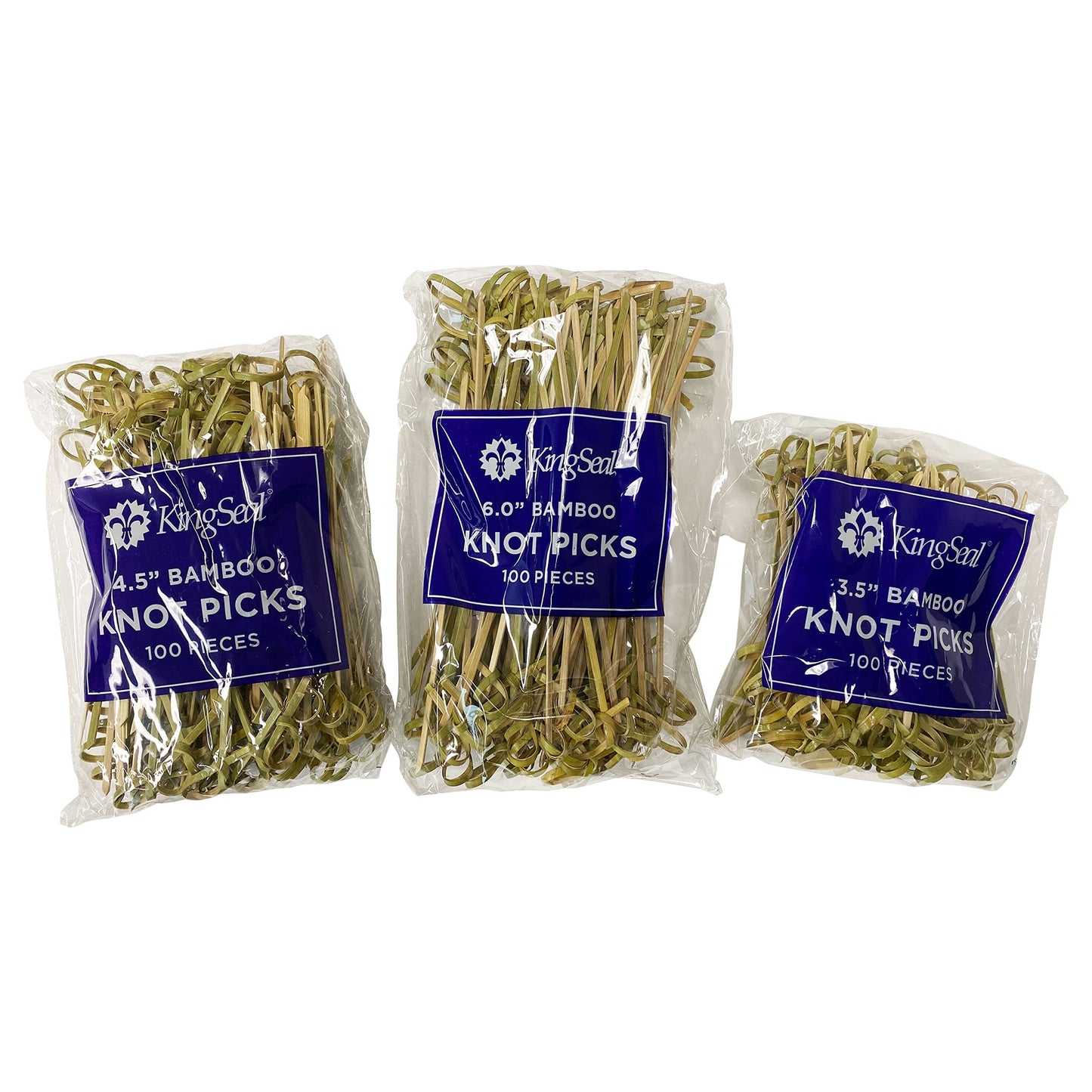 500 Count | KingSeal Bamboo Wood Flower Knot Picks, Skewers, 4.5 Inches, Perfect for Cocktails and Appetizers, Bulk Pack - 5 Packs of 100