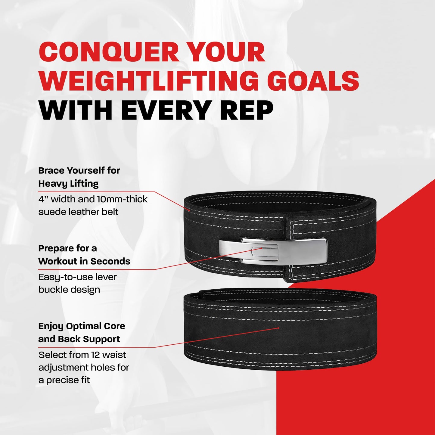 Hawk Sports Weightlifting Belt for Men and Women, 10mm x 4" Genuine Leather Lever Belt for Bodybuilding, Perfect for Deadlifting, Powerlifting, and Squats - Medium, Silver/Black
