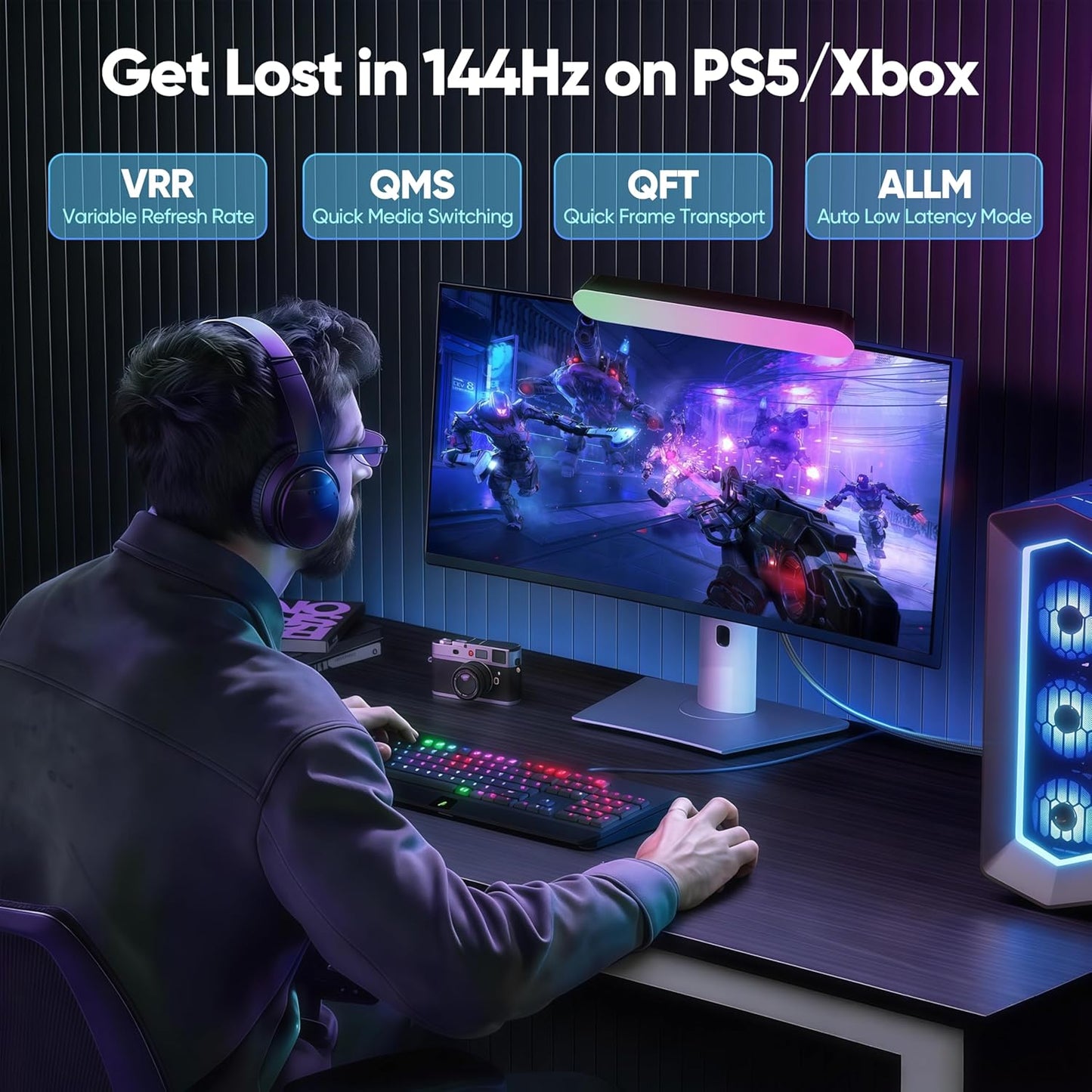 Vorothin 8K 3 2-Pack, 48Gbps 2.1 4K@120Hz/144Hz 8K@60Hz, HDR10 2.2/2.3 PS5, HDMI Cable FT High Speed HDMI Cable, eARC