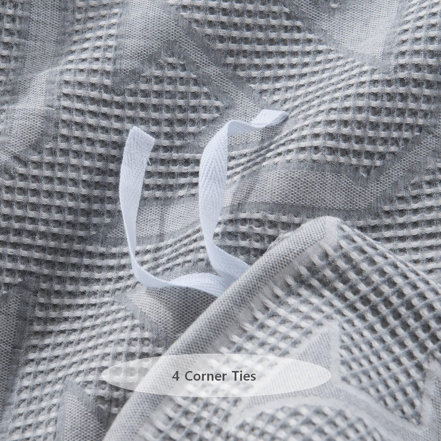 meadow park Matelasse Duvet Cover Set, 100% Cotton, Pre-Washed, Soft & Cozy, Woven Jacquard Textured, Waffle Design Bedding Set, Twin, Grey