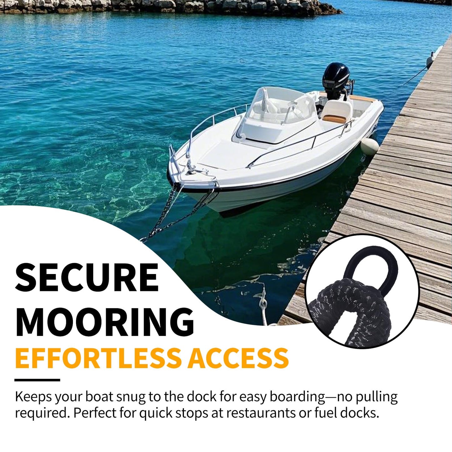 ZRSCHYG Bungee Dock Lines for Boats 2FT, Boat Tie Downs for Dock with Hooks, Elastic Dock Ties for Small Boat Jet Ski Kayak Mooring (2 Foot, 2-Pack, Black)