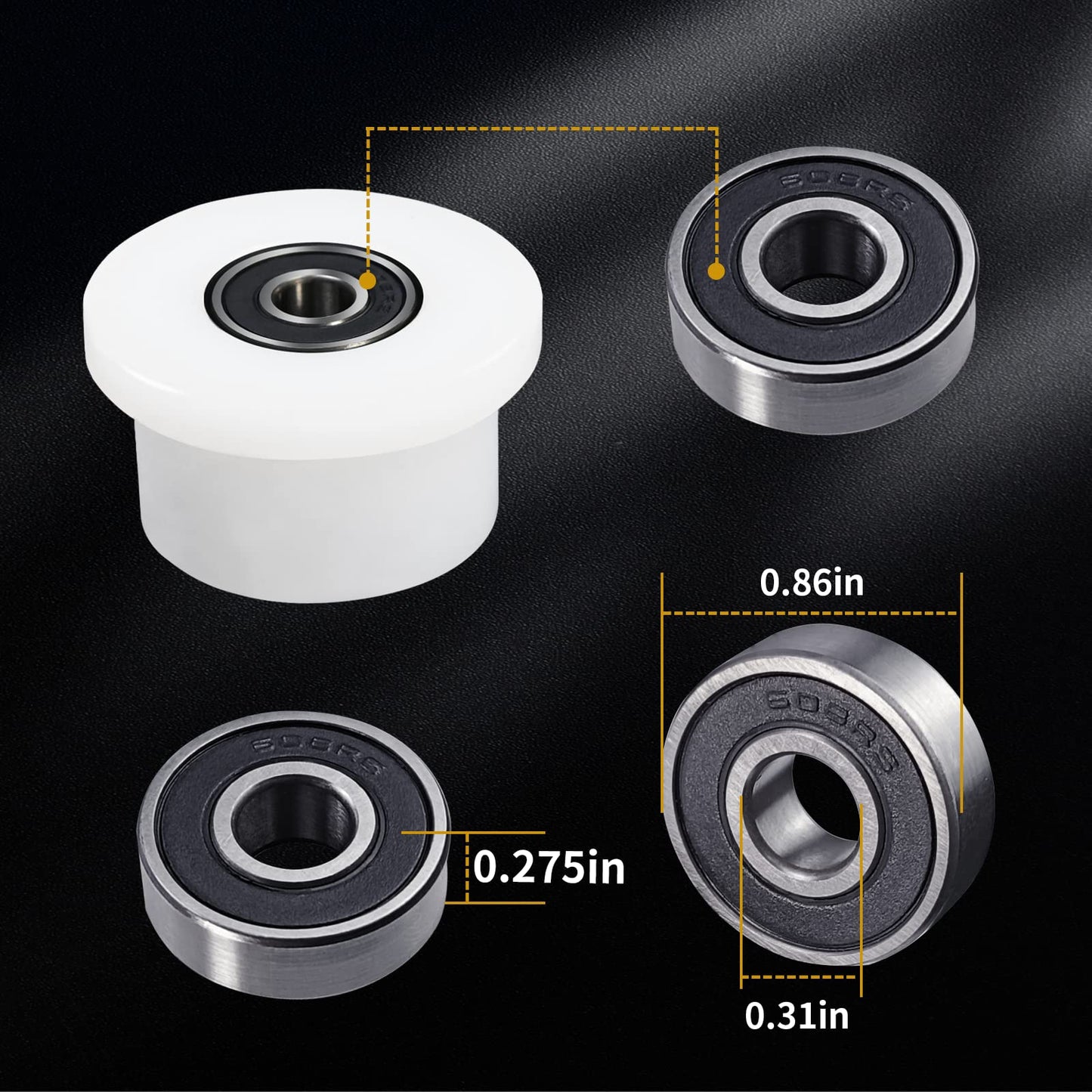 Qty.4 Machined Wheels/Rollers Compatible Total Gym Replacement, Fits Models 1000,1100,1400,1500,1600,1700,1800,1900,Achiever,Force,Gold,Max,Platinum,Platinum Plus,Pro,Supra, Supreme,Ultima,Ultra,XLI