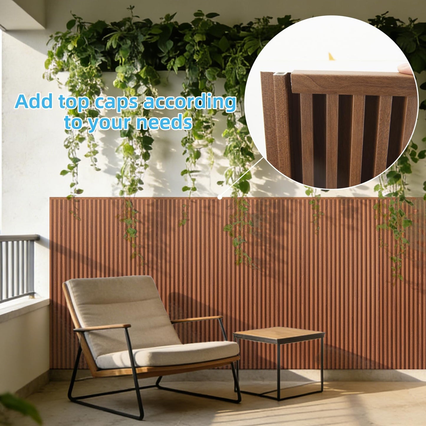 AMZDEPOT 16 Pack WPC Wainscoting Panels, 3D Wall Panels for Interior Wall Decor, Living Room, Bedroom, 51.18 x 6.69 Inch Fluted Textured Wood Slats, Teak