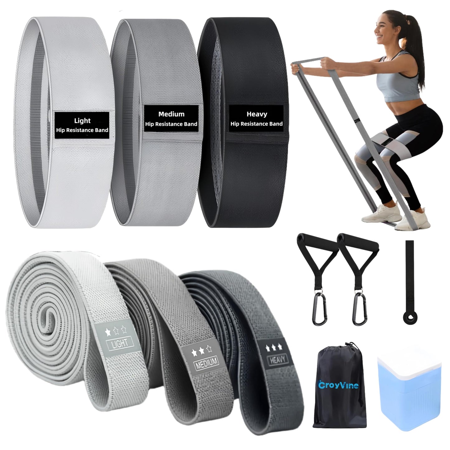 CroyVine Fabric Resistance Bands Set for Working Out,6 PC Non-Slip Exercise Booty Bands for Women & Men Leg and Glutes,Stretch Workout Bands for Home Gym Fitness,Yoga, Pilates,Stretching