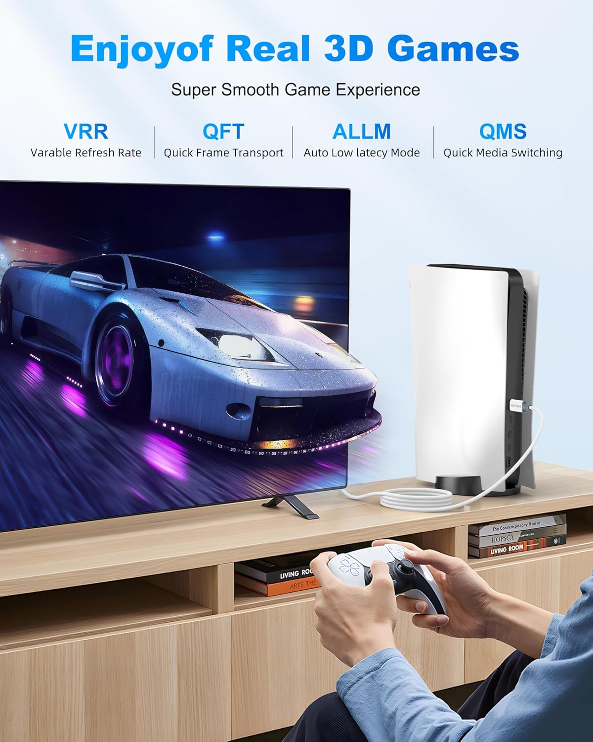 LMGKE 8K Cable,3.3ft 48Gbps 8K@60Hz 4K@120Hz/144Hz/240HzCompatible TV,HDR10,HDCP 2.3,PS5,Xbox HDMI High Speed DHDMI