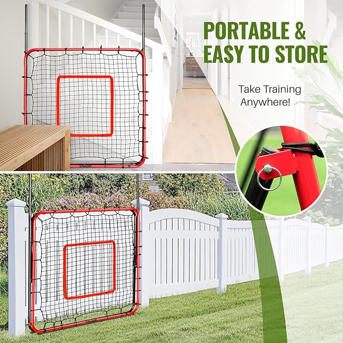 Soccer Rebounder Net & Soccer Training Equipment - 4x4 FT Adjustable Rebound Board for Precision Passing, Shooting, First Touch, and Ball Control Drills for Kids, Teens & Adults