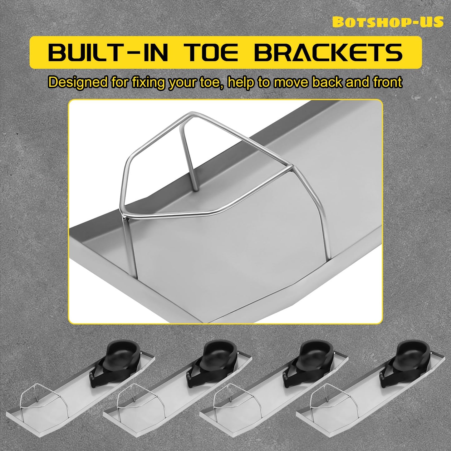 Gdrasuya10 2 Pairs Concrete Knee Boards 28'' x 8'' Slider Knee Boards Stainless Steel Kneedboards Cement Pair Moving Sliders w/Concrete Knee Pad & Board Strap (28"x8"/2Pcs)