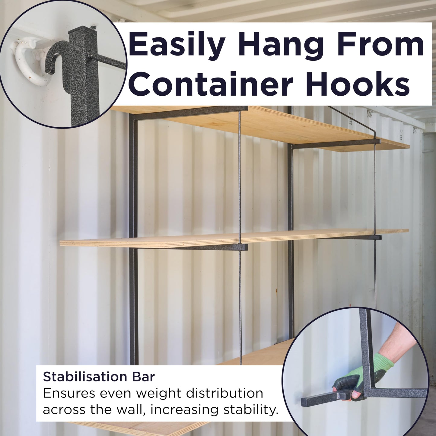 Heavy Duty Shipping Container Shelving, 4 Pack Shipping Container Accessories, Pre Welded Storage Container Shelves, Conex Compatible Shipping Container Brackets