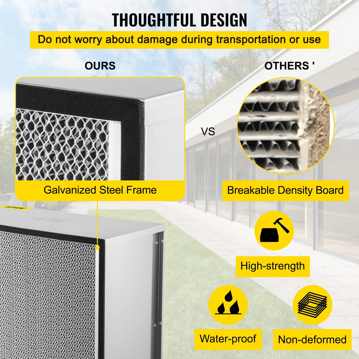 VEVOR Filter Replacement, 24'' x 24'' x 11.5'' AC Filter, HEPA Pleated Air Filter, Air Filter Replacement with Durable Galvanized Frame, 99.97% Standard Filter Compatible for HEPA Filter Novair 2000