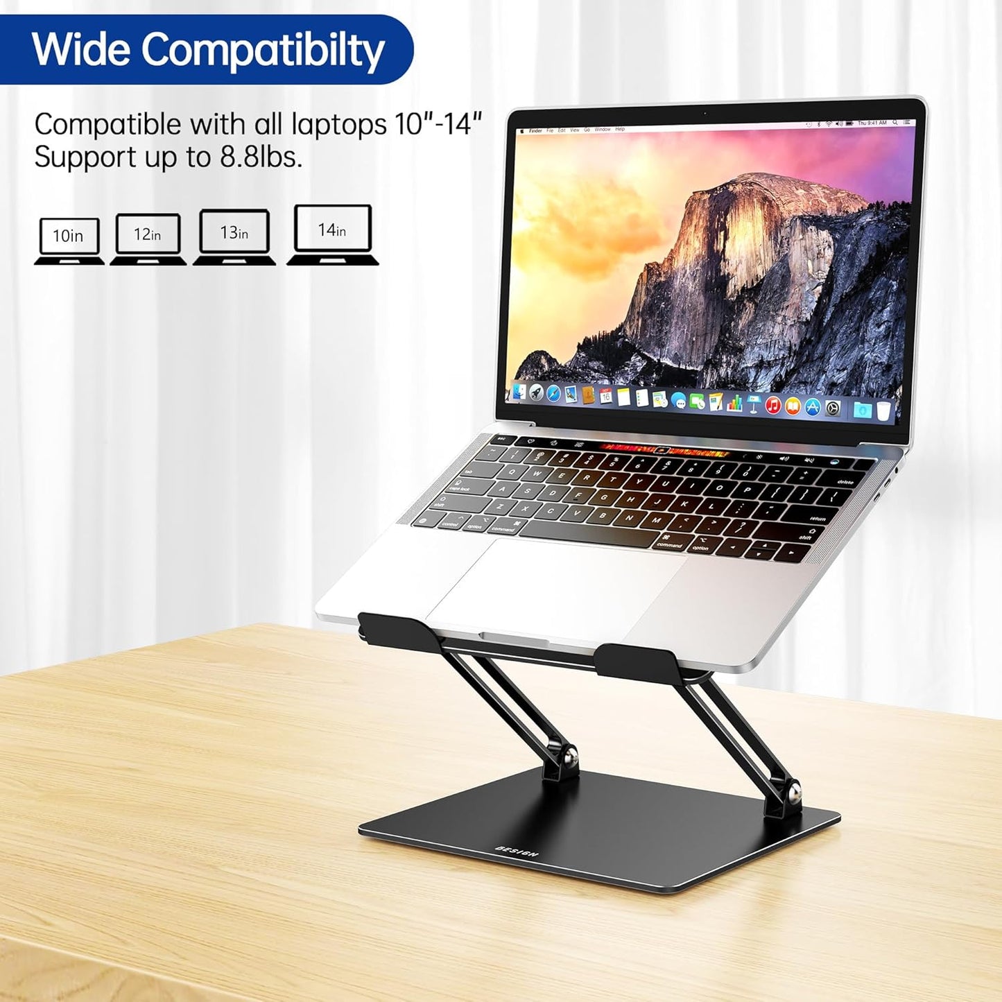 BESIGN LS10 10-14" Laptop Stand, Ergonomic Adjustable Notebook Tablet Stand, Computer Holder Compatible with Air, Pro