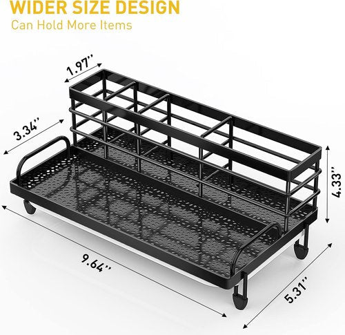 Cisily Kitchen Sink Caddy Organizer - Rustproof Non-Slip Soap Dish & Sponge Holder | Matte Black