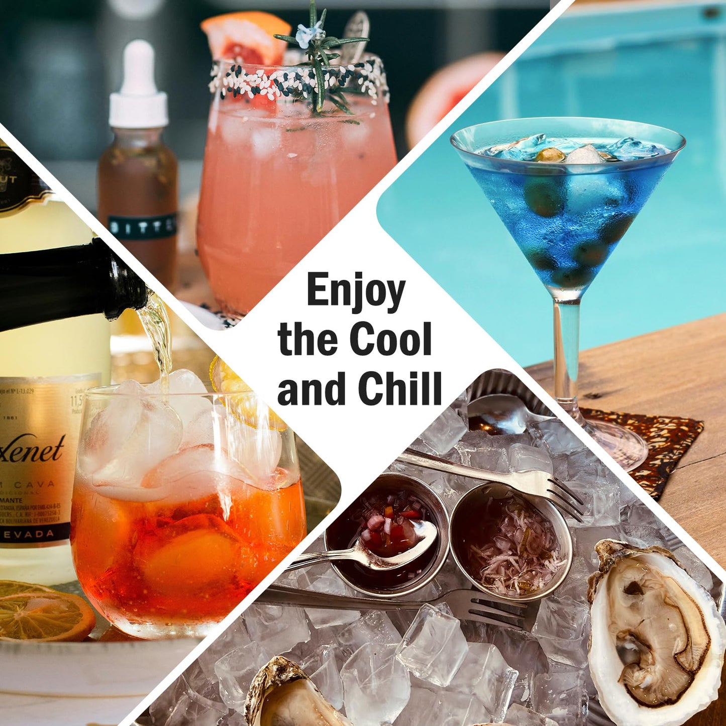 DclobTop Ice Cube Trays with Lid and Bin, Ice Trays for Freezer - Easy to Release Silicone Mold, Stackable Reusable Plastic Molds for Cocktails, Whiskey, Drinks and Iced Coffee, BPA-Free
