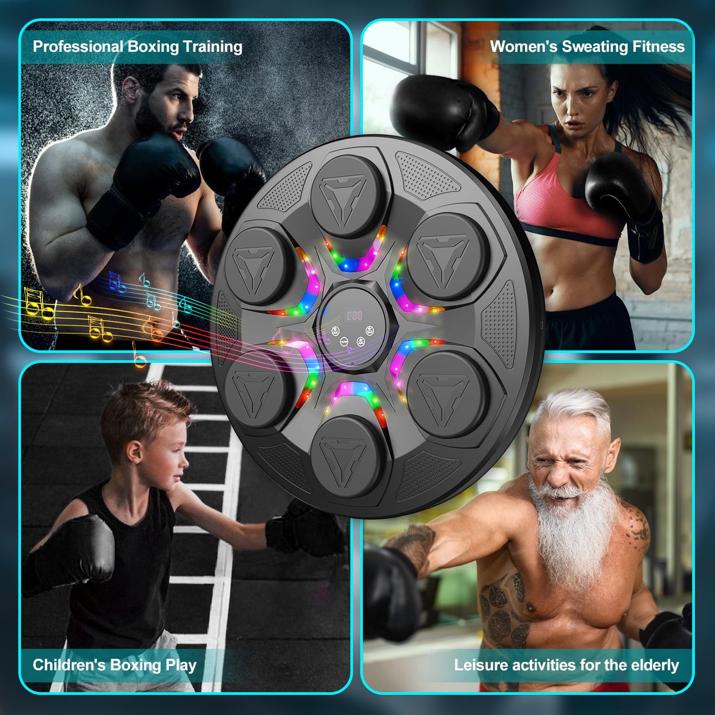 Upgrade Music Boxing Machine For Adults Kids, Interactive Music Punching Machine with Gloves 12 Modes 12 Speeds, Wall Mounted Electronic Boxing Punching Pad with Wireless Connection LED Display