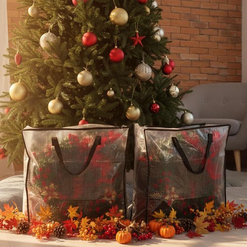 4 Pack Wreath Storage Bag - 26 Inch Reinforced Wreath Container with Smooth Zippers | Foldable for Christmas & Seasonal Decor