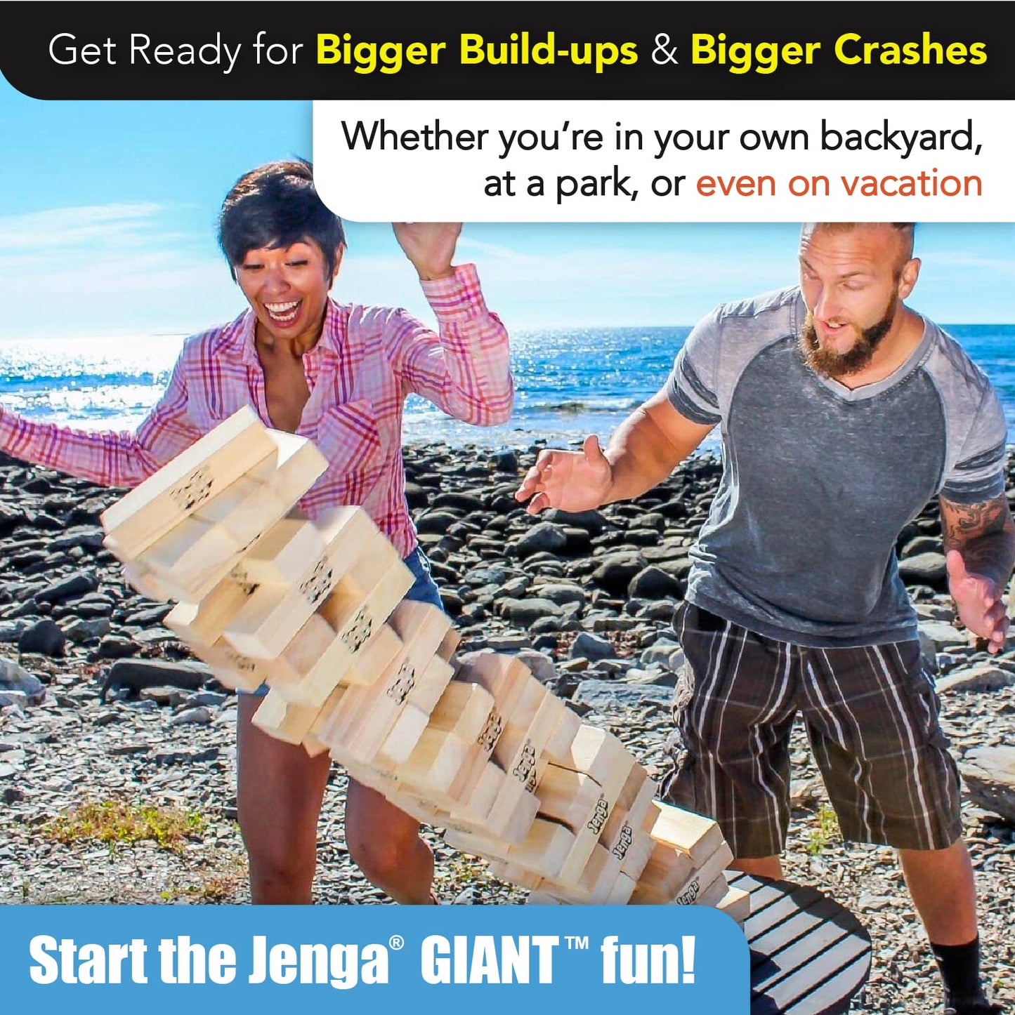 Jenga GIANT - Hardwood Blocks - Stacks to Over 5 feet - Officially Licensed - JS7