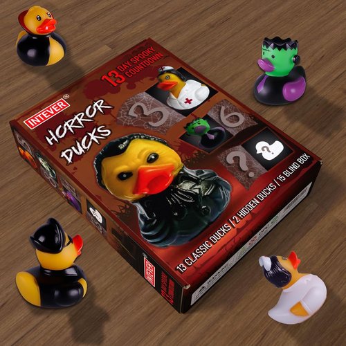 Intever Advent Calendar 2025 - Horror Rubber Duckies - 13 Days of Spooky Fun with 2 Hidden Figures | Collectible Christmas Decor