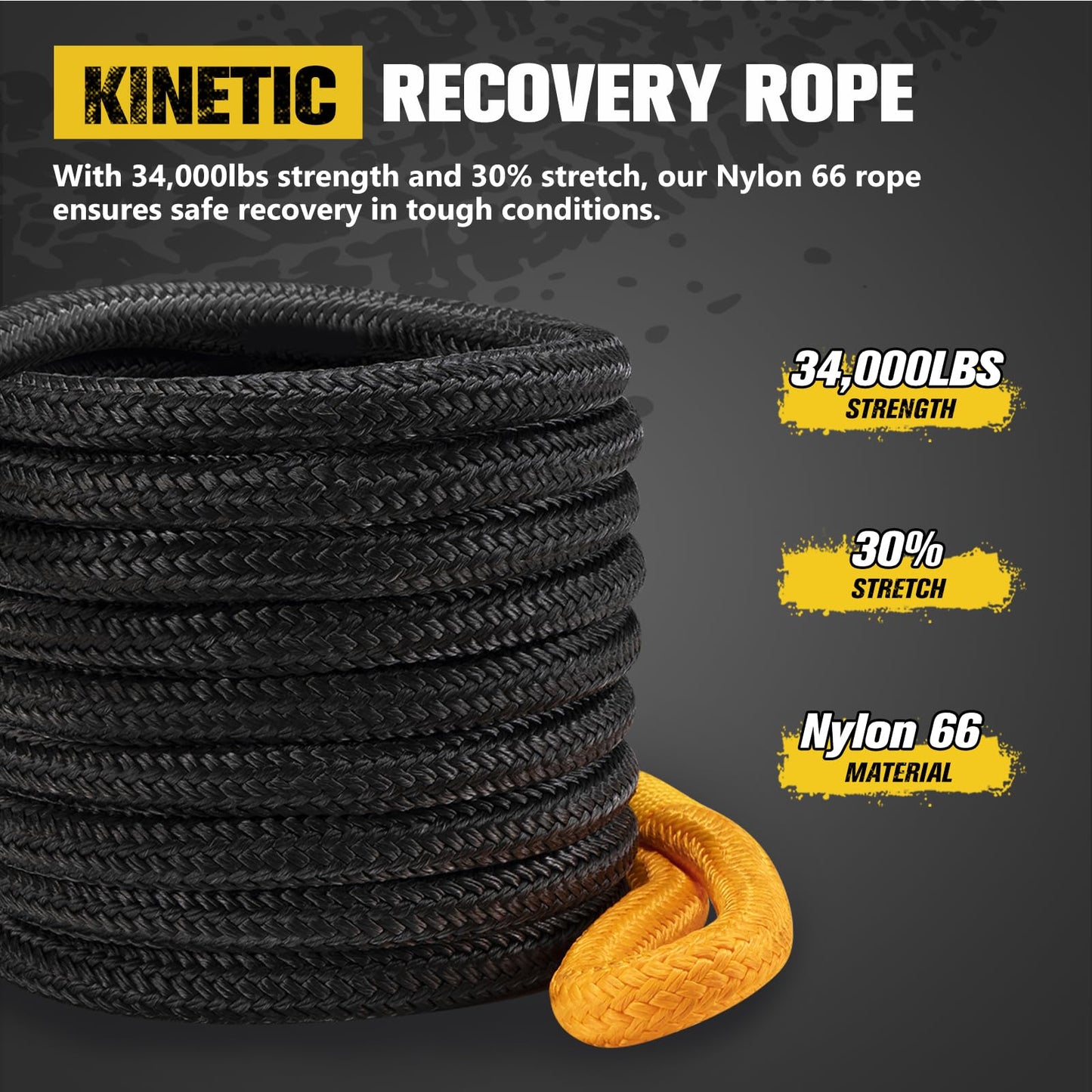 BUNKER INDUST Recovery Kit, 1"×30ft Kinetic Recovery Rope + 2 Soft Shackles + Recovery Ring+ Shackle Hitch Receiver + Winch Dampener+ Gloves+ Carry Bag, Off Road 4x4 Recovery Gear Winch Accessories