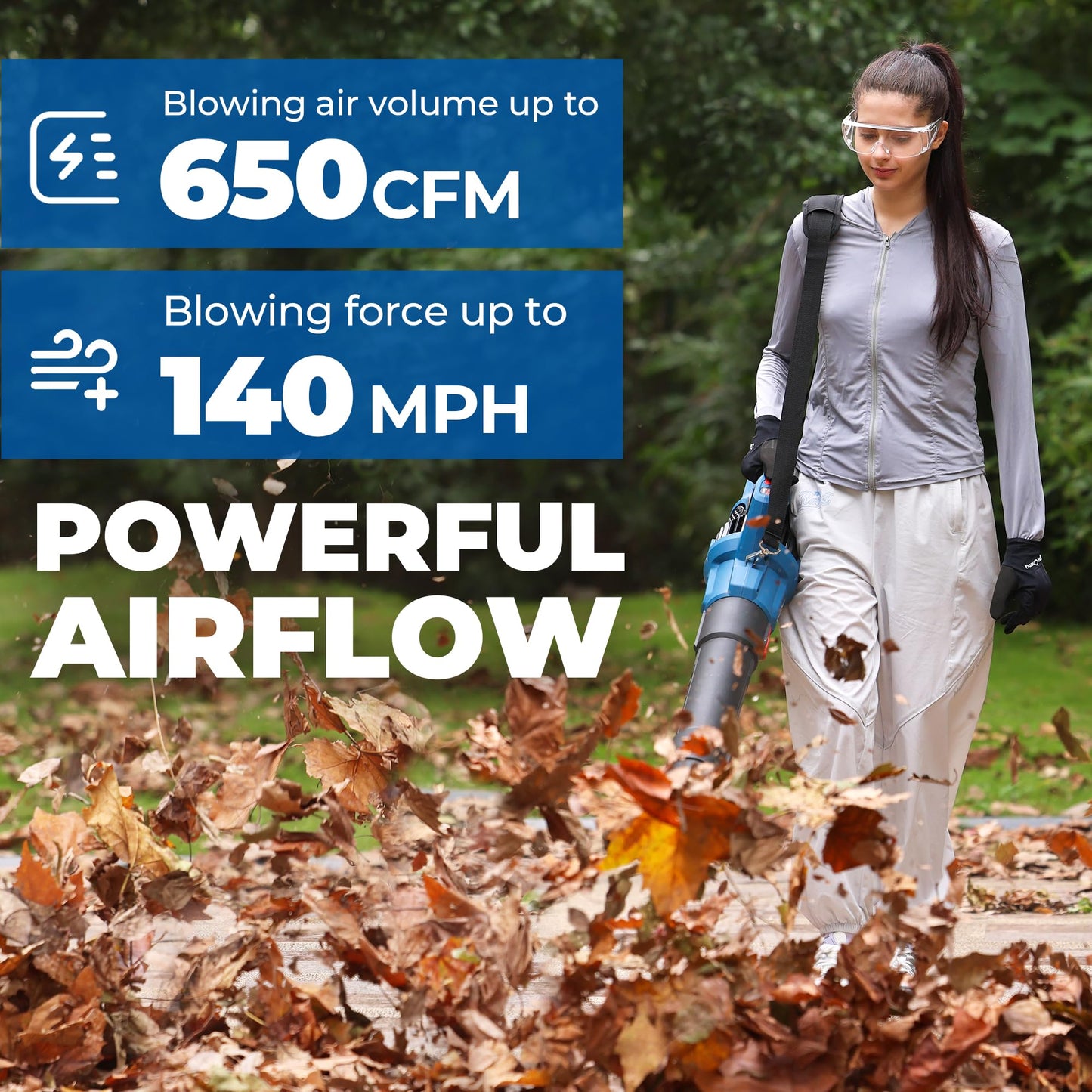 Dong Cheng Brushless Cordless Leaf Blower, 40V Battery Powered Blower with 2 * 4.0Ah Batteries & Charger, 650 CFM High-Efficiency Blower for Sidewalks, Driveways, Town Care, Blowing Leaves and Snow