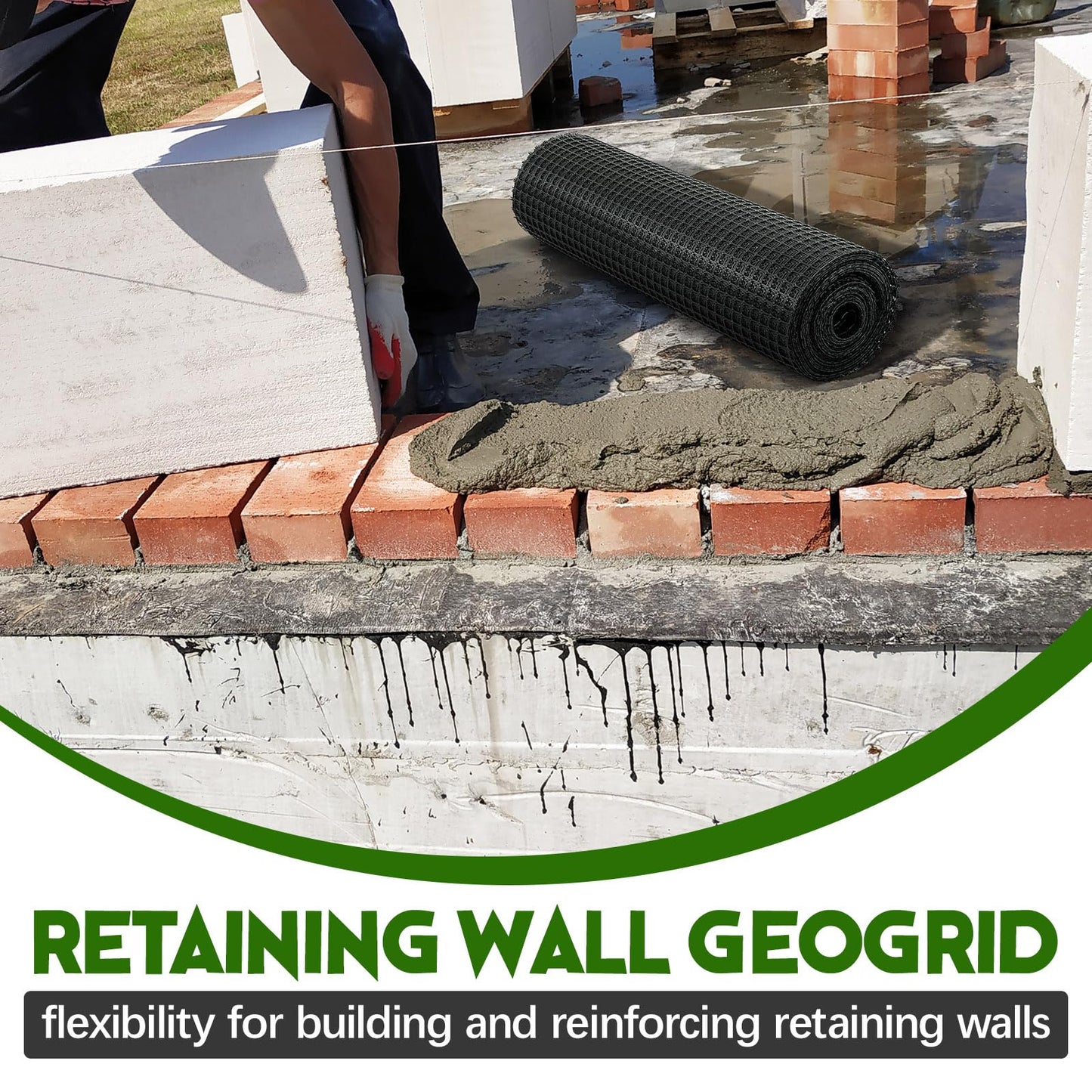 Wesnoy 3ft x 200ft Bi-Directional Universal Retaining Wall Geogrid Driveway Stabilization Grids Gravel Grid Walls Geocell Geogrid for Retaining Wall