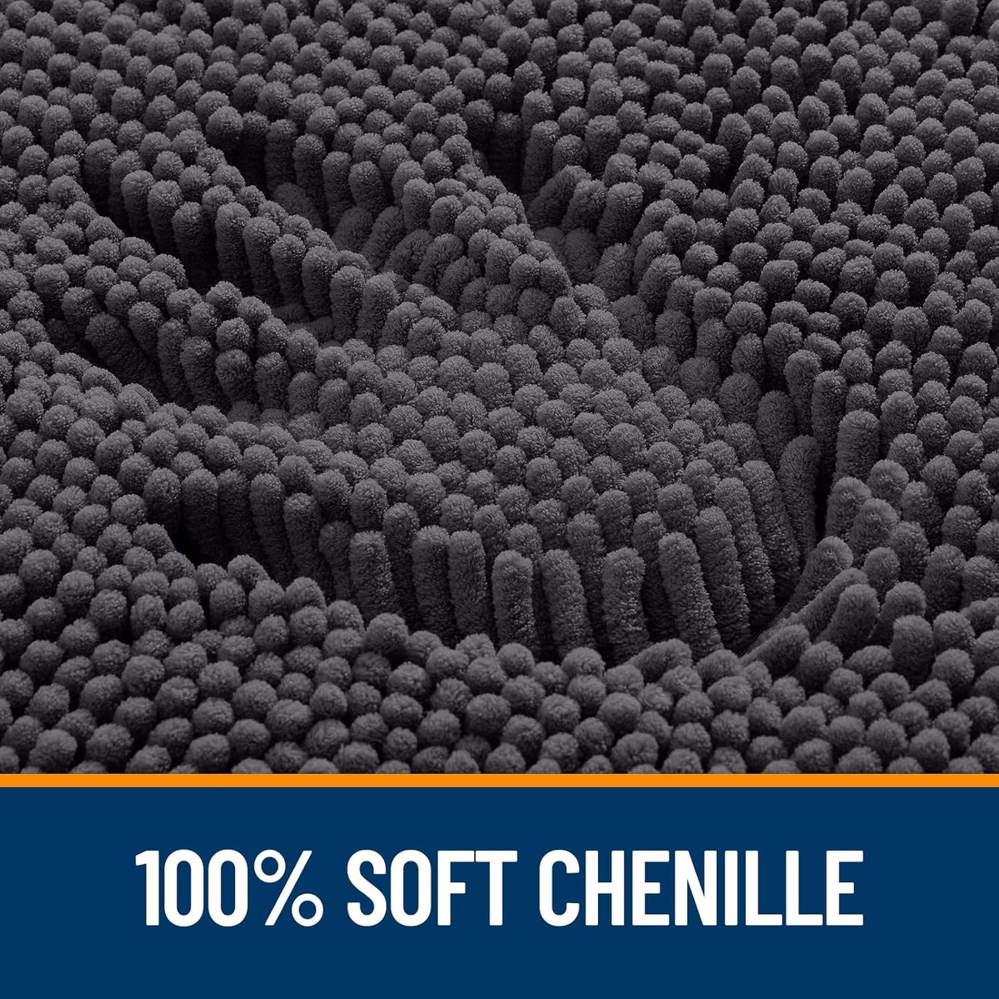 OLANLY Bathroom Rugs - Extra Soft Chenille Bath Mats with Rubber Backing | 44x24, Quick Dry, Dark Grey