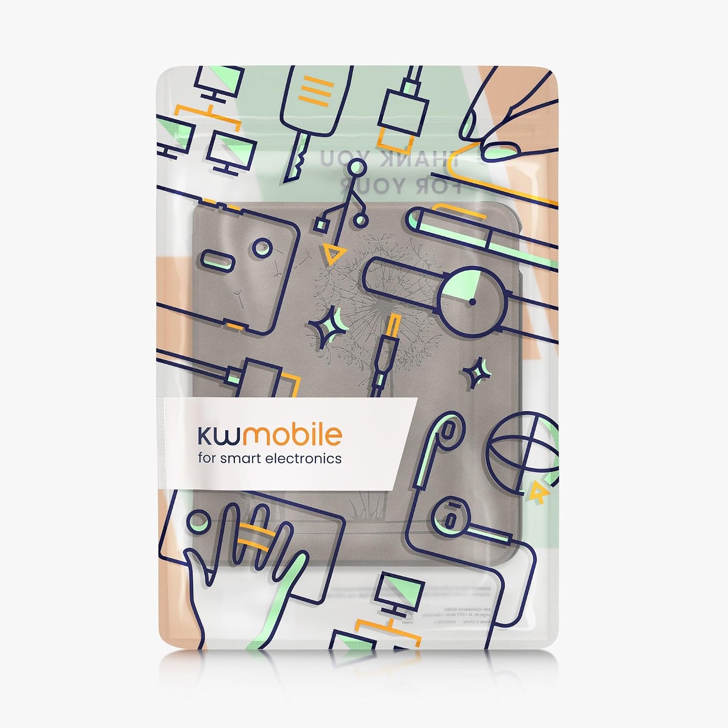 kwmobile Dandelion Love Grey Cover for Kobo Libra - Stylish eReader Case