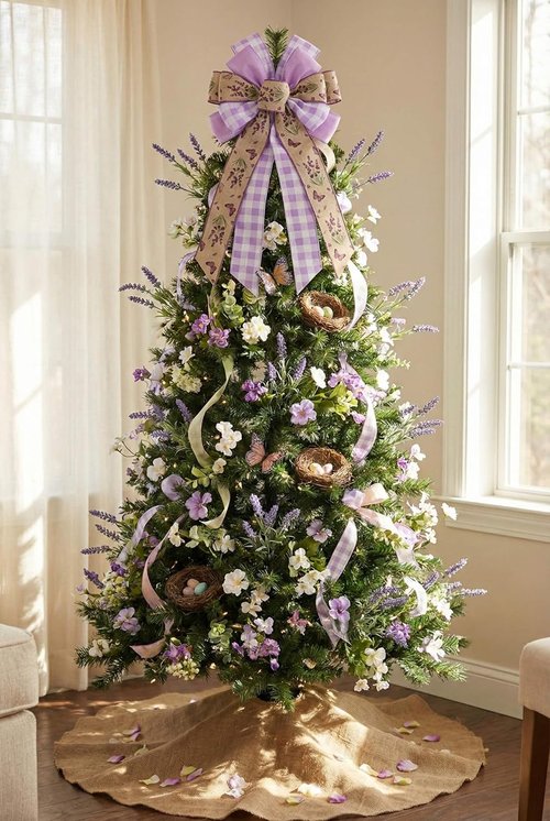 Lavender Butterfly Wreath Bow - 21 Inch Large Purple Burlap Ribbon for Rustic Farmhouse Decor