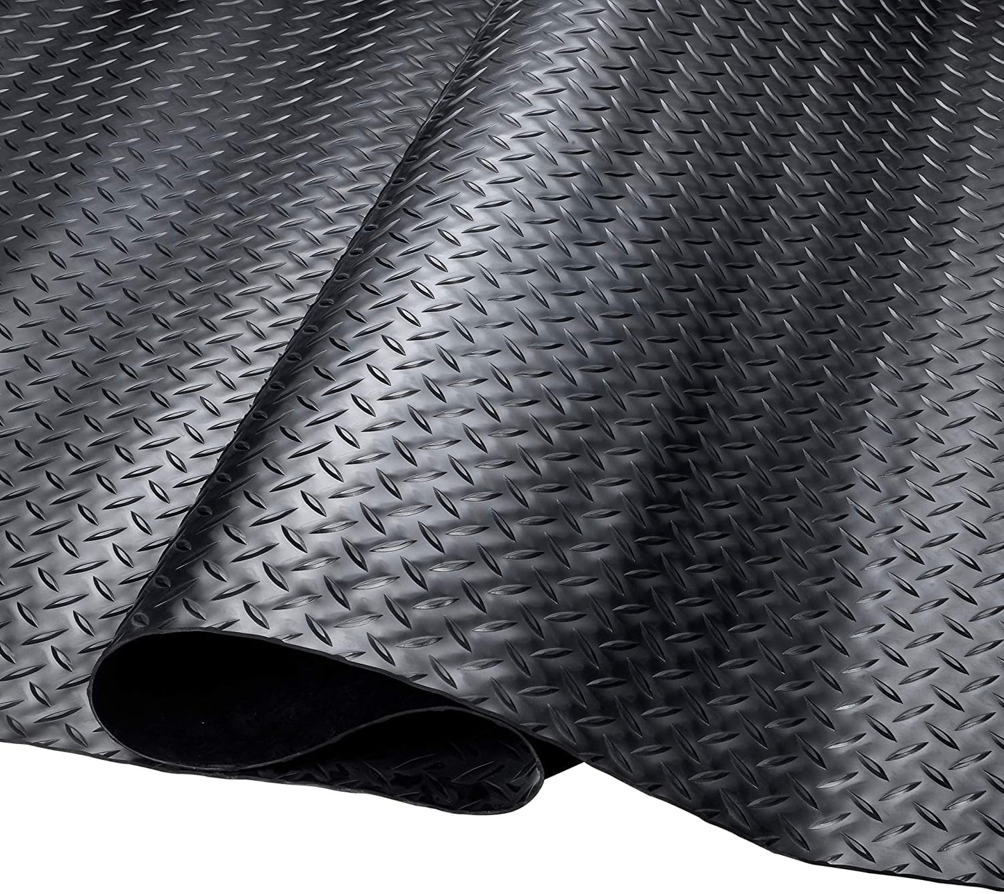 SEAL 5 x 20 FT Premium Garage Floor Mat, Solid 2.8mm Thick Lay-Flat Black Commercial Grade Heavy Duty Parking Mat for Golf Cart, Workbench, ATV, Water/Stain Resistant Runner (Embossed Diamond Plate)