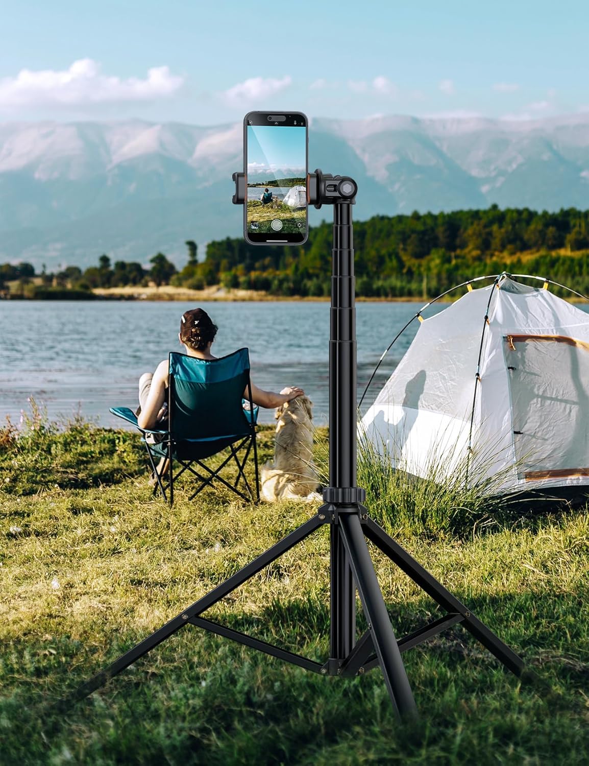 YUMAZLA 86'' Phone Tripod & Selfie Stick, Tripod for iPhone with Detachable Remote, Portable Phone Tripod Stand