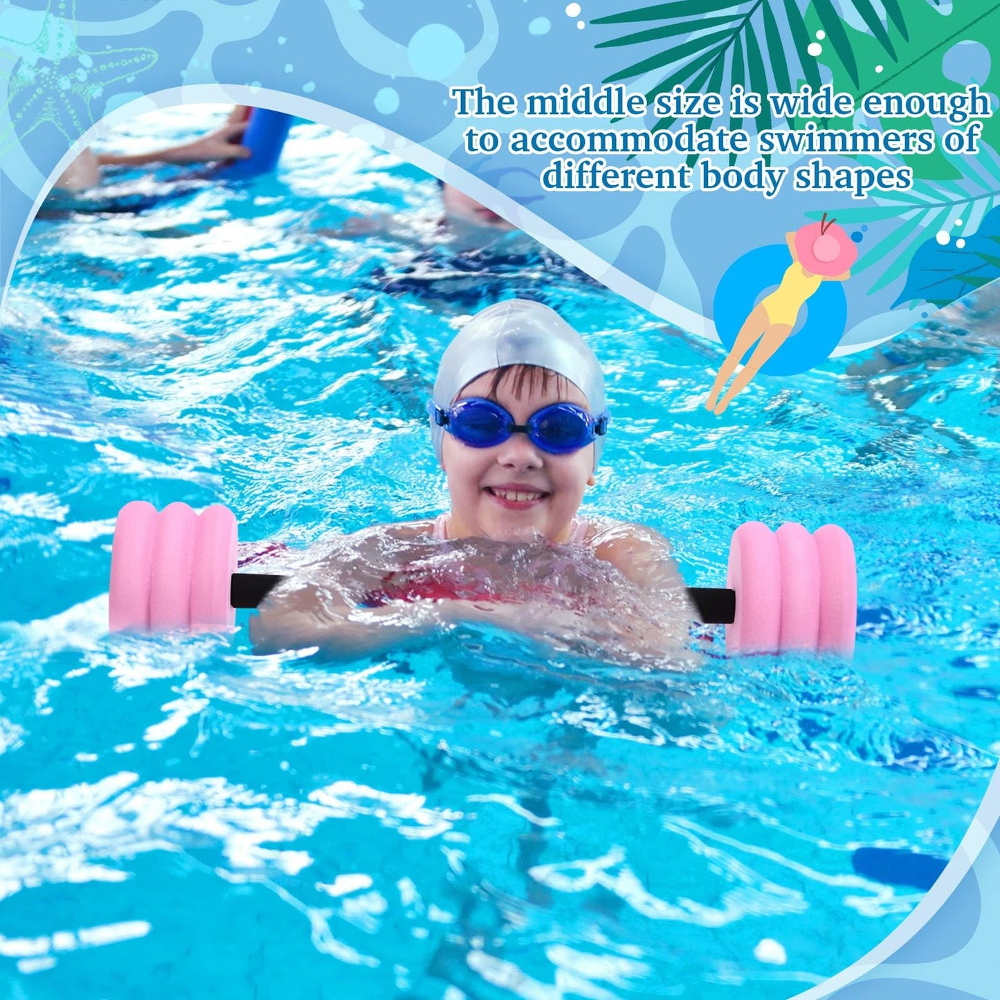 Soulchen Long Aquatic Exercise Dumbbells Foam Water Weights Dumbbell Aquatic Pool Barbells with High Density EVA Foam for Swim Water Aerobics Workouts Loss(Pink,25.2 Inch)