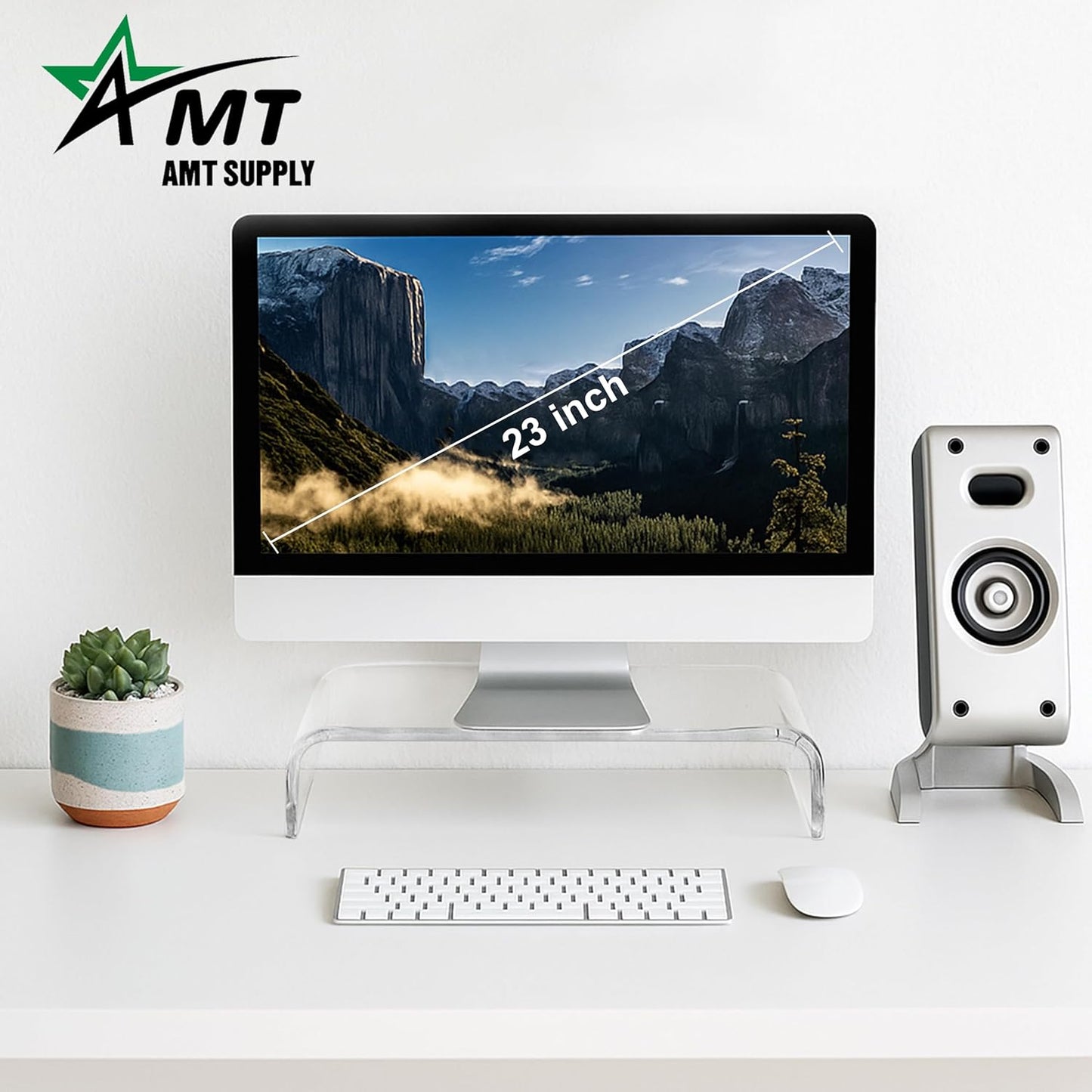 Clear Acrylic Monitor Riser for Home Office - AMT Premium Design