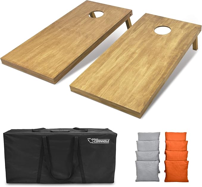 GoSports 4 ft x 2 ft Regulation Size Wooden Cornhole Boards Set - Includes Carrying Case - Full Regulation Size Bean Bag Toss Boards